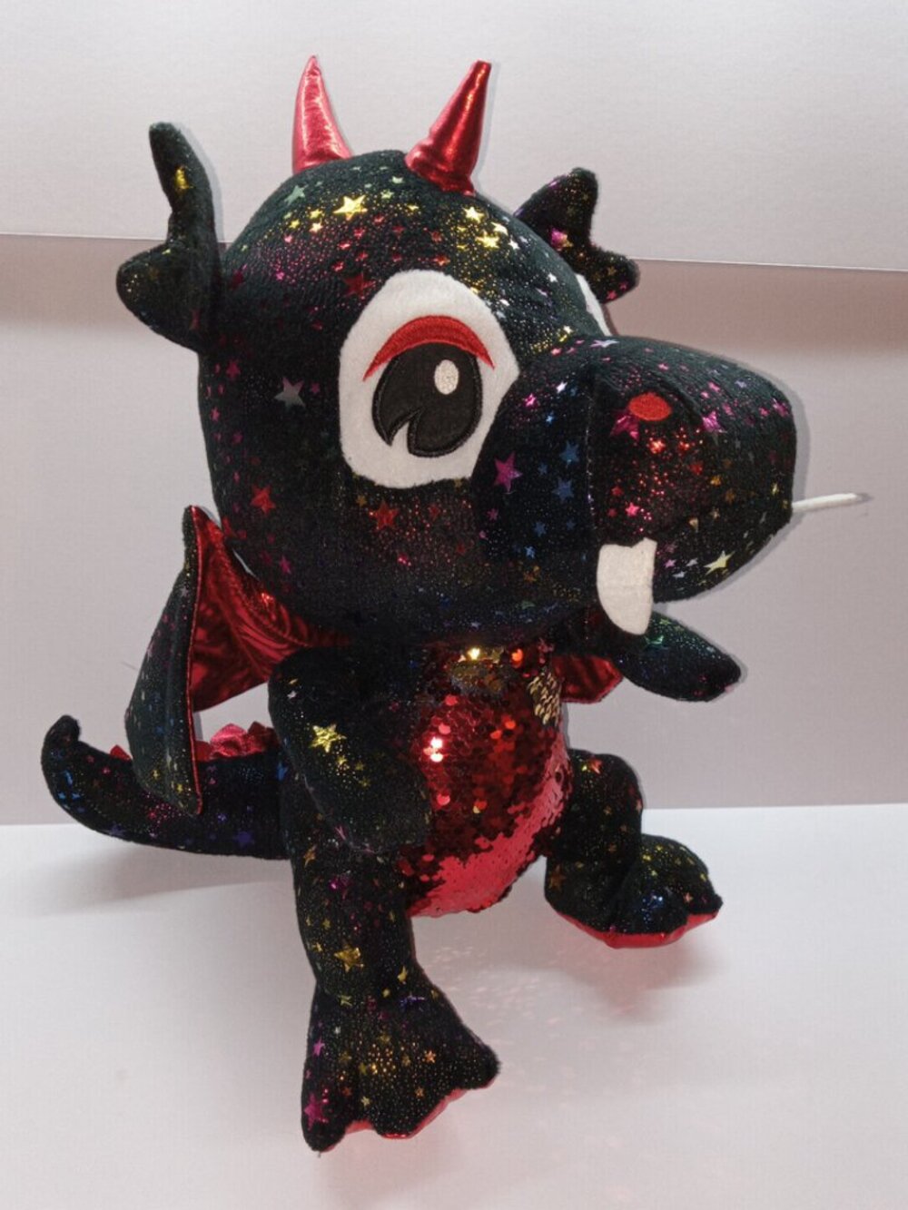Stars Black Dragon Plush 21 Inch Caravan Soft Toys Sequin Tummy